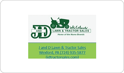 A picture of the logo for jd lawn and tractor sales.