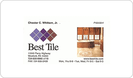 A business card for best tile.